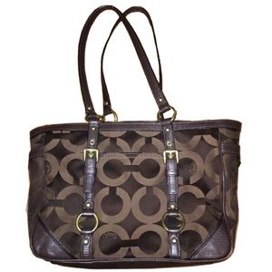 Coach Op Art Sateen chocolate handbag.